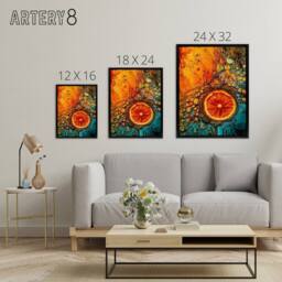 "Artery8 Dried Fruit Slice Abstract Kitchen Decor Framed Canvas Wall Art Print in Orange - Size: W12"" x H16""" - thumbnail 4