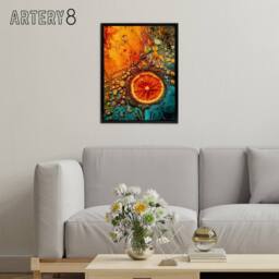 "Artery8 Dried Fruit Slice Abstract Kitchen Decor Framed Canvas Wall Art Print in Orange - Size: W12"" x H16""" - thumbnail 3