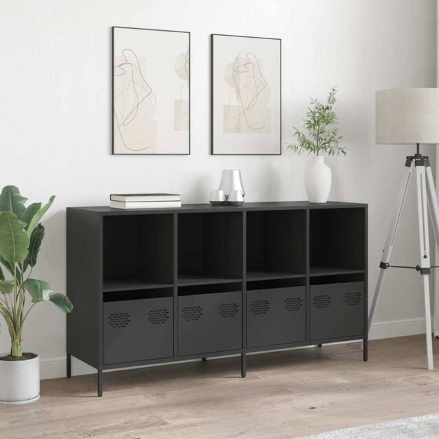 Berkfield Home Sideboard Black 135x39x73.5 cm Cold-rolled Steel - image 1