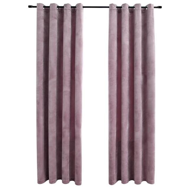 Berkfield Home Blackout Curtains with Rings 2pcs Velvet Antique Pink 140x175cm - Size: 140x175 cm - image 1