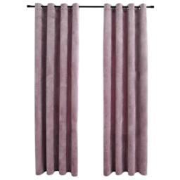 Berkfield Home Blackout Curtains with Rings 2pcs Velvet Antique Pink 140x175cm - Size: 140x175 cm - thumbnail 1