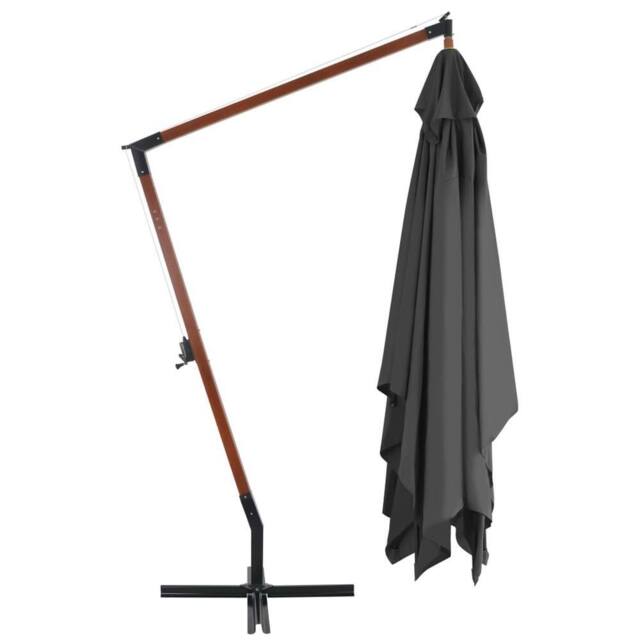 Berkfield Home Elegant Cantilever Umbrella with Wooden Pole 400x300 cm Anthracite in Charcoal - image 1