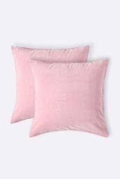 Homescapes Set of 2 Velvet Cushion Covers in Pink - Size: 40 cm x 40 cm - thumbnail 1