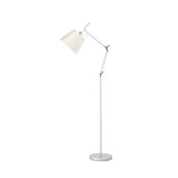 Netlighting Karis Adjustable Floor Lamp E27 Silver Chrome c w Cream Pearl Shade - thumbnail 1