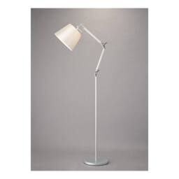 Netlighting Karis Adjustable Floor Lamp E27 Silver Chrome c w Cream Pearl Shade - thumbnail 2