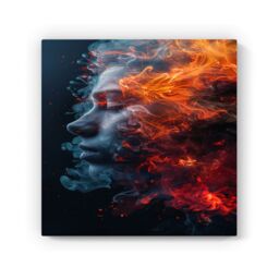"Warren Reed - Designer Fiery Mindscape: Portrait In Flames Canvas - Size: W16"" x H16""" - thumbnail 2