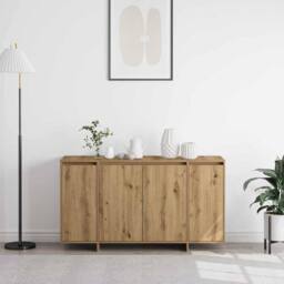 Berkfield Home Oak Sideboard Artisan Oak Wood Composite 135 x 41 x 75 cm in Brown - thumbnail 4