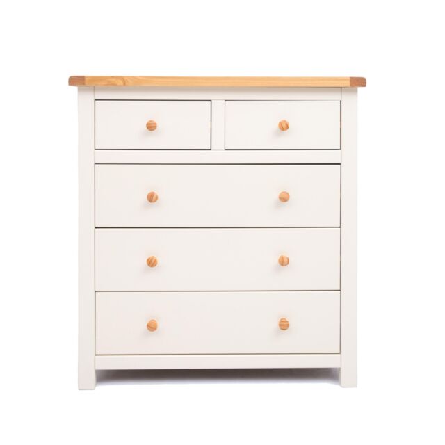 Cabinet Bits Maggiori 5 Drawer Chest of Drawers Wood Knob in Off-White - image 1