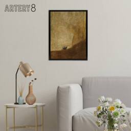 "Artery8 El Perro The Drowning Dog Francisco Goya Framed Canvas Wall Art Print in Brown - Size: W12"" x H16""" - thumbnail 3