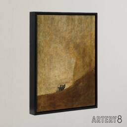 "Artery8 El Perro The Drowning Dog Francisco Goya Framed Canvas Wall Art Print in Brown - Size: W12"" x H16""" - thumbnail 2