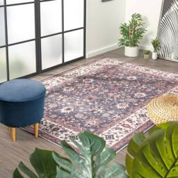The Rug Shop UK Grey Bordered Floral 7mm Thick Stain-Resistant Traditional Rug - Size: 120 cm x 170 cm - thumbnail 2