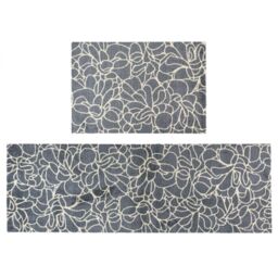 JVL Mega Doormat & Runner - Floral in Blue - Size: 150 cm x 100 cm