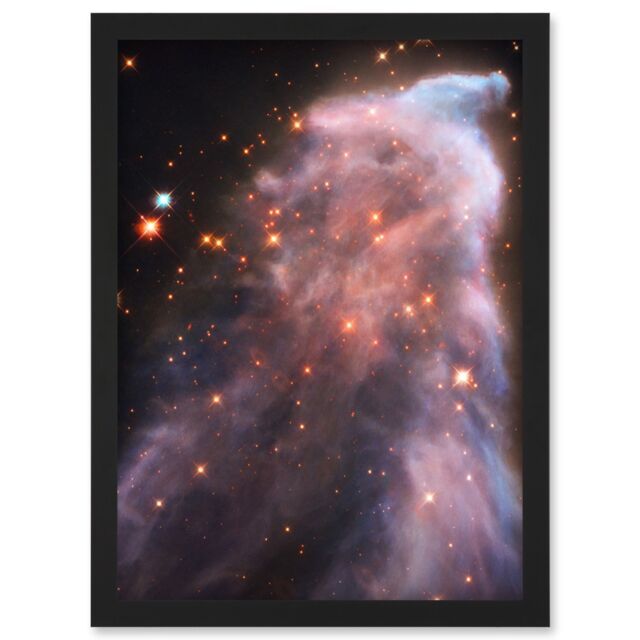 Artery8 Wall Art Print Hubble Space Astronomy IC 63 Ghost Nebula Blue Red Dust Gas Cassiopeia Queen Star Constellation Cosmic Angel Art Framed - image 1