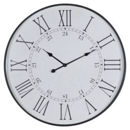 Wyld Haus Large 80 cm Vintage Inspired Domed Round Station Wall Clock in White - thumbnail 2