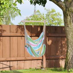 OUTSUNNY Garden Hammock Chair Yard Hanging Rope Cotton Cloth w/ ropes in Green - thumbnail 1