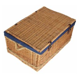 Red Hamper 72cm Rope Handled Cotton Lined Wicker Trunk in Blue - thumbnail 6