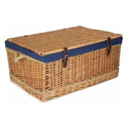 Red Hamper 72cm Rope Handled Cotton Lined Wicker Trunk in Blue - thumbnail 2