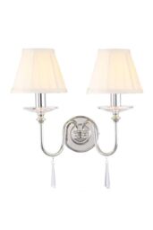 Netlighting Finsbury Park 2 Light Indoor Candle Wall Light Polished Nickel E14 in Grey - thumbnail 2