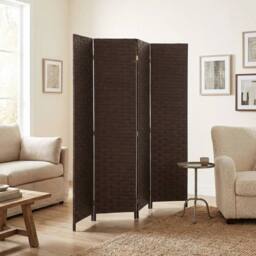 EONLION 4 Panel Folding Room Divider, Privacy Screen with Panels in Dark Brown - Size: 500mm - thumbnail 5