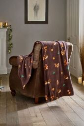 Deyongs Hogging It Throw Wine - Hedgehog & Woodland Animal Fleece Blanket 140x180cm - 1846 - Size: 140 cm x 180 cm - thumbnail 1