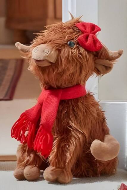 Marco Paul Large Highland Cow Soft Plush Christmas Decoration - Hairy Hattie in Brown - image 1