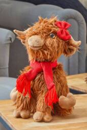 Marco Paul Large Highland Cow Soft Plush Christmas Decoration - Hairy Hattie in Brown - thumbnail 8