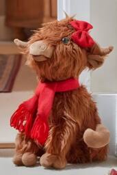 Marco Paul Large Highland Cow Soft Plush Christmas Decoration - Hairy Hattie in Brown