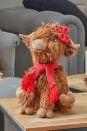 Marco Paul Large Highland Cow Soft Plush Christmas Decoration - Hairy Hattie in Brown - thumbnail 4