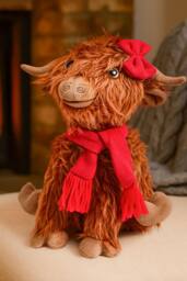 Marco Paul Large Highland Cow Soft Plush Christmas Decoration - Hairy Hattie in Brown - thumbnail 5