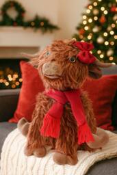 Marco Paul Large Highland Cow Soft Plush Christmas Decoration - Hairy Hattie in Brown - thumbnail 7