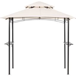 Wyld and Coco Beige Fabric Garden Pavilion Black Powder Coat Steel 240 x 148cm - Size: 240 x 148 cm - thumbnail 2