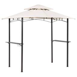 Wyld and Coco Beige Fabric Garden Pavilion Black Powder Coat Steel 240 x 148cm - Size: 240 x 148 cm - thumbnail 3