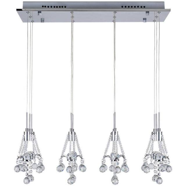 Netlighting Ruby Straight Bar Pendant Ceiling Light Chrome in Grey