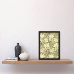 Artery8 William Morris Framed Wall Art Print Chrysanthemum Flower Pattern in Green - Size: A4 - thumbnail 2