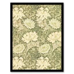 Artery8 William Morris Framed Wall Art Print Chrysanthemum Flower Pattern in Green - Size: A4 - thumbnail 1