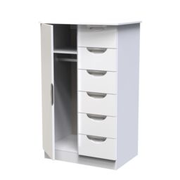 Ready Assembled 2 U Holborn 1 Door 5 Drawer Kids Robe (Ready Assembled) in White - Size: Large - thumbnail 6