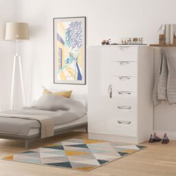 Ready Assembled 2 U Holborn 1 Door 5 Drawer Kids Robe (Ready Assembled) in White - Size: Large - thumbnail 1