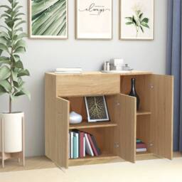Berkfield Home Sideboard Sonoma Oak 88x30x70 cm Engineered Wood in Brown - Size: 88 x 30 x 70 cm - thumbnail 3