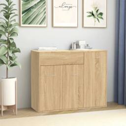 Berkfield Home Sideboard Sonoma Oak 88x30x70 cm Engineered Wood in Brown - Size: 88 x 30 x 70 cm - thumbnail 1
