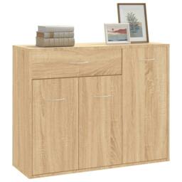 Berkfield Home Sideboard Sonoma Oak 88x30x70 cm Engineered Wood in Brown - Size: 88 x 30 x 70 cm - thumbnail 4