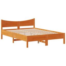Berkfield Home Sleek Bed Frame with Headboard Wax Brown 150x200 cm King Size Sol - thumbnail 5