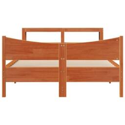 Berkfield Home Sleek Bed Frame with Headboard Wax Brown 150x200 cm King Size Sol - thumbnail 4