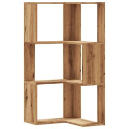 Berkfield Home Corner Bookcase 3-Tier Artisian Oak 50x50x102 cm Engineered Wood in Brown - Size: 50 x 50 x 102 cm - thumbnail 2