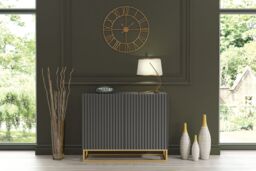Creative Furniture Ripple Sideboard 100cm - Modern Fluted Design with Push to Open doors in Dark Grey - thumbnail 7