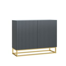 Creative Furniture Ripple Sideboard 100cm - Modern Fluted Design with Push to Open doors in Dark Grey - thumbnail 5