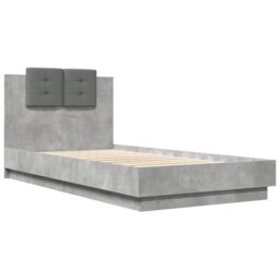 Berkfield Home Bed Frame with LED without Mattress Concrete Grey 75x190 cm Small Single - thumbnail 3