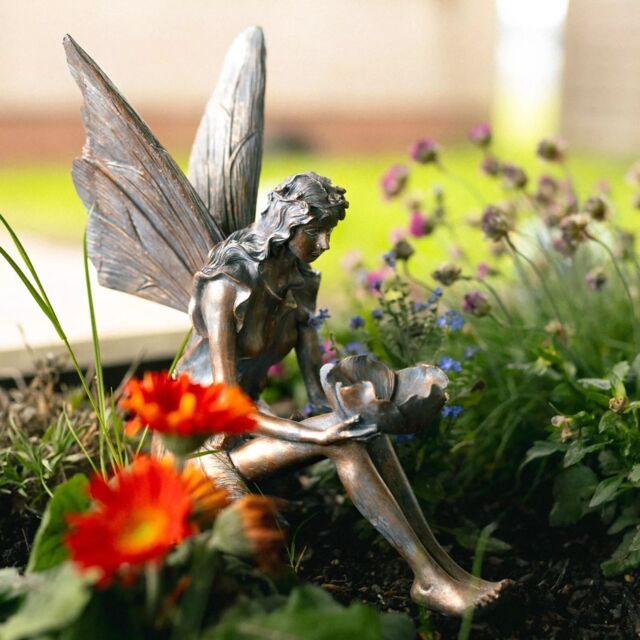 Marco Paul Sitting Fairy Outdoor Ornament Fairies Bronze Effect Resin - image 1