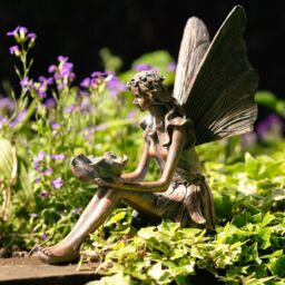 Marco Paul Sitting Fairy Outdoor Ornament Fairies Bronze Effect Resin - thumbnail 2