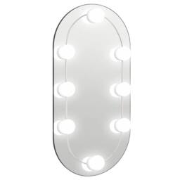 Berkfield Home Mirror with LED Lights 40x20 cm Glass Oval in Silver - thumbnail 2