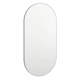 Berkfield Home Mirror with LED Lights 40x20 cm Glass Oval in Silver - thumbnail 4